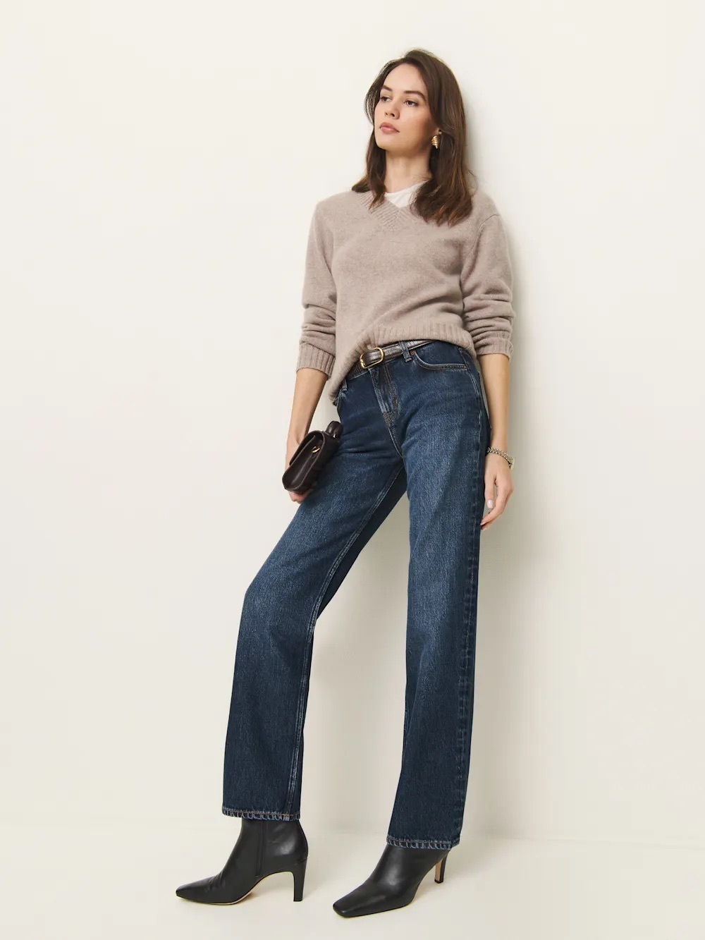 Reformation Abbey low rise Straight Leg Jeans in Dark Blue Denim size 28